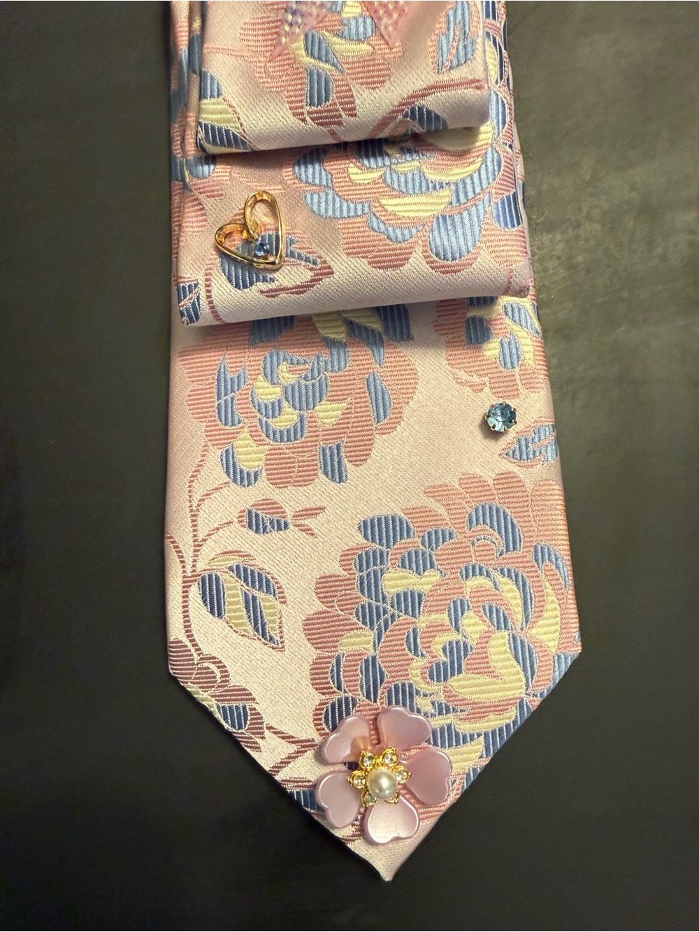 Amour — Breast Cancer Awareness Silk Blend Tie Necklace - Picture 5 of 5